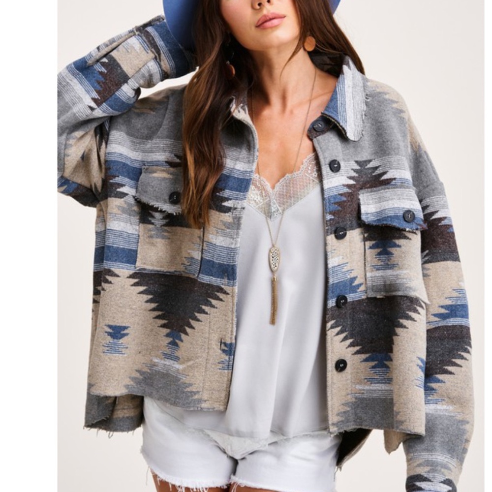 Last 1  L then sold out New Bohemian Aztec Southwest Sedona High Low Jacket - Picture 9 of 12